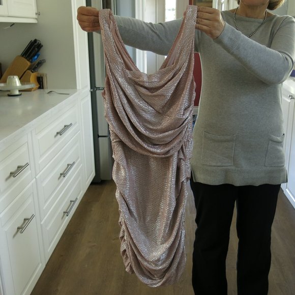 Express Pink Shimmery Rouched Bodycon Party Dress - Picture 14 of 14